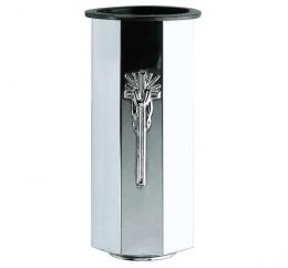 OCTAGONAL STAINLESS STEEL VASE WITH CROSS AND BASE